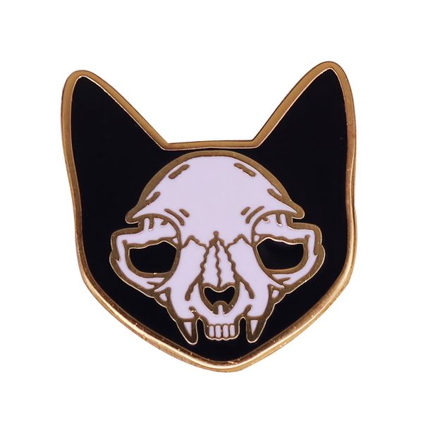 

spooky skeleton cat head lapel pin perfect halloween accessory, Blue