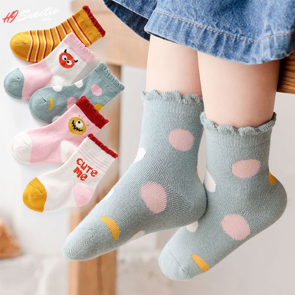 

socks 5pairs cotton kids warm autumn winter for baby girls cute cartoon toddler casual sport 112 years 220919, Pink;yellow