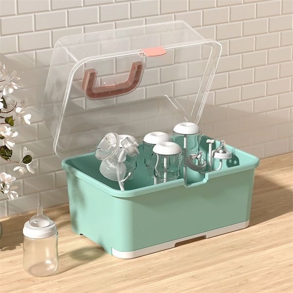 

other baby feeding baby bottle storage drying rack portable nursing box container antidust protect cover dish drain board with easycarry han