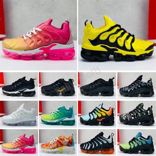 

2021 toddler kids tn breathable rainbow mesh running sneakers tns cushion children pour enfants athletic sport shoes plus trainers303v, Black