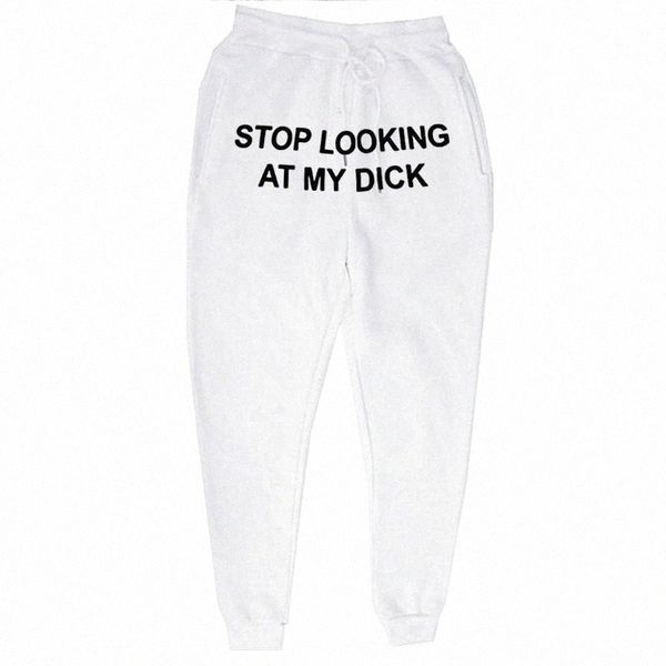 

men's pants sweat men women joggers slooking at my dick sweatpants hip hop print high waist trousers streetwear 2022 a36z#, Black
