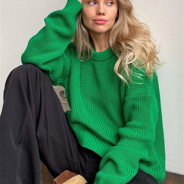 

women's sweaters green knitted women sweater pullover autumn elegant casual oneck long sleeve female winter loose ladies sweaters 2209, White;black