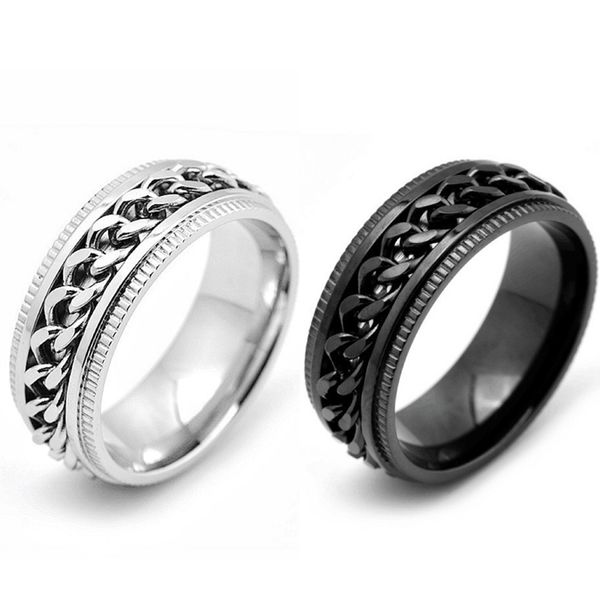 

30pcs bulk classic spinner chain rotating rings men women wedding bands punk rock friends holiday party personality cool gifts jewelry whole, Silver