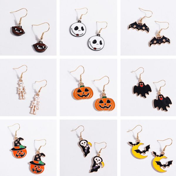

dangle chandelier fashion halloween bat pumpkin ghost drop earrings for women girls costume cosplay party holiday jewelry gift 220920, Silver