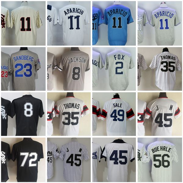 

vintage baseball jerseys 11 luis aparicio 1959 1976 2 nellie fox 1960 8 grey pullover 23 robin ventura 35 frank thomas 49 chris sale 56 bueh, Blue;black