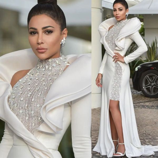 

2022 arabic aso ebi ivory mermaid prom dresses crystals stylish evening formal party second reception birthday engagement gowns dress zj899, Black