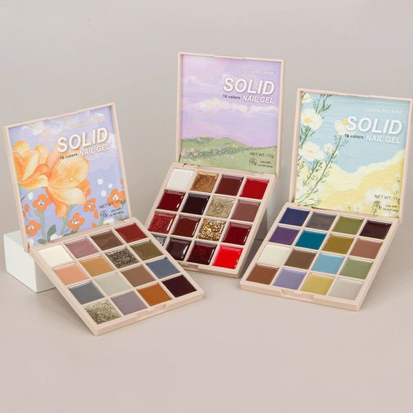 

16 color nail polish gel uv led therapy solid cream nail glue fashion nails art polishes palette