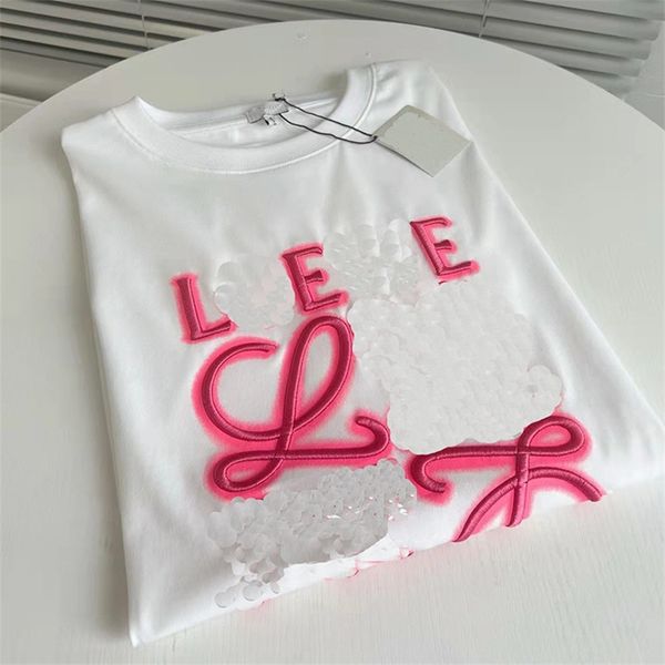 

2023 new clothing winter high version luojia fluorescent acne embroidered letters round neck short sleeve women's fashion loose t-shirt, White