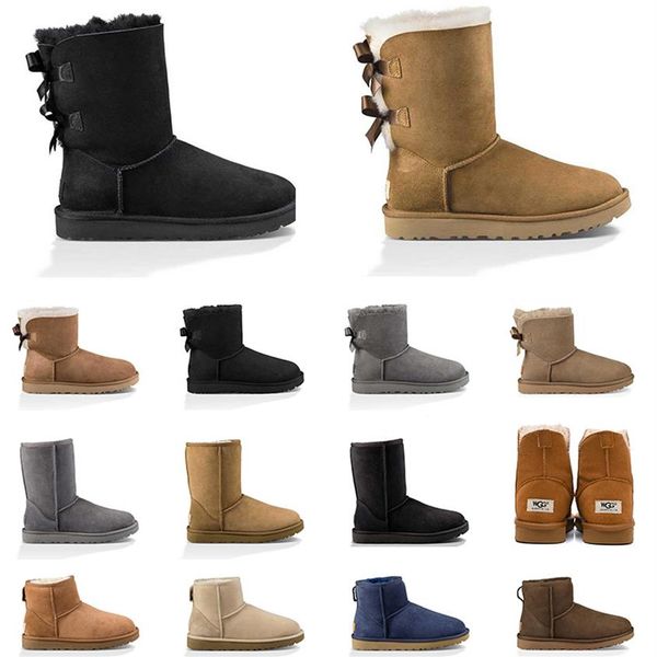 

women snow boots classic knee ankle boot black grey navy blue pink womens girl shoes329f