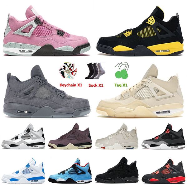 

kaws grey 4 4s iv men basketball shoes thunder sail university pink violet ore messy room black canvas mens women athletic trainers sneakers
