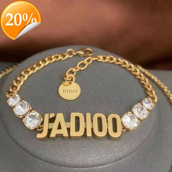 

high-end fashion design women's necklace d home di ja letter diamond inlaid personality temperament vintage bracelet, Silver
