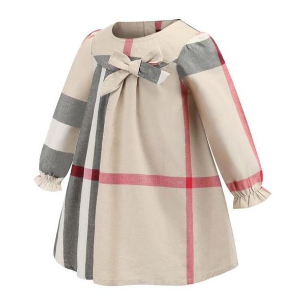 

baby girls dresses designer clothing cotton children long sleeve costume kids girls plaid party clothes dress194e, Red;yellow