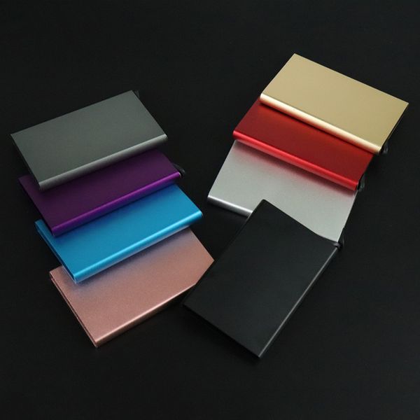 

dhl100pcs card holders anti-theft id credit card holder minimalist porte carte thin aluminium metal wallets pocket case bank, Brown;gray