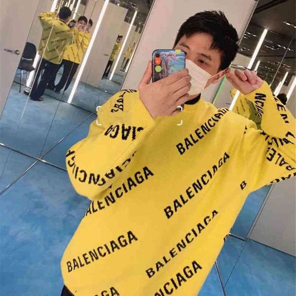 

designer sweater men women baleciga senior classic leisure multicolor autumn winter high autumn new fashion brand paris jacquard letter roun, White;black
