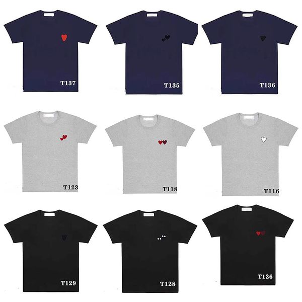 

play fashion designer men's t-shirts quality red heart shirts commes des badge garcons casual womens cotton hearts short sleeves summer, White;black