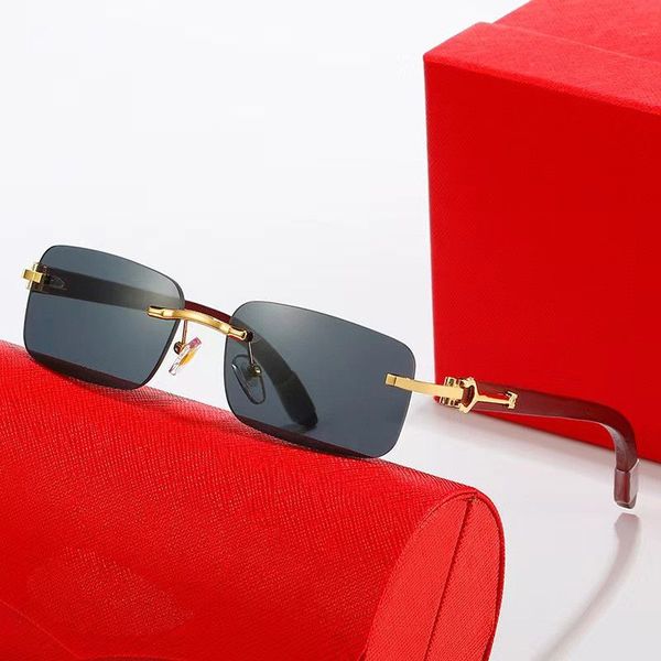 

fashion sunglasses frames man woman designer red sun glasses frameless square protect eyes light blue eyewear gold silver cartir embossing m, Black