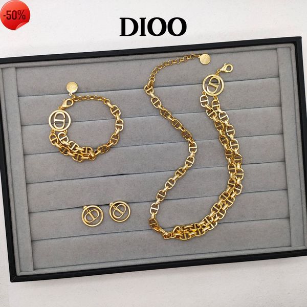 

50% off factory clearance sale designer new brand jewelry necklace charm d's 2022 letter nose bracelet women's earrings simple, Silver