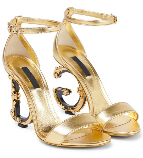 

luxurious brands keira women sandal shoes women golden baroque d and g-shaped heels gold-plated carbon party wedding dress pumps eu35-43, Black