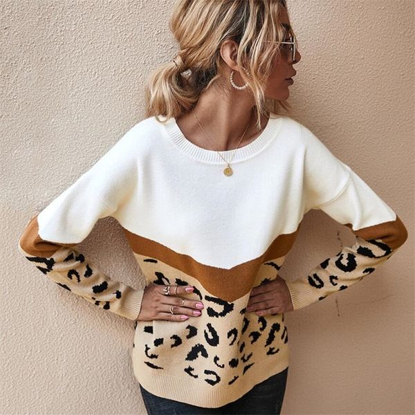 

women's sweaters fashion leopard women sweater autumn winter ladies oneck full sleeve casual jumper knitted female oversize pullovers 2, White;black