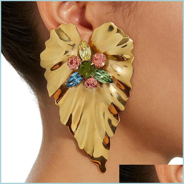 

stud gold love heart leaf studs colorf red rhinestone bohemian leaves shape women dangle earrings fashion brand statement street part dhvzy, Golden;silver
