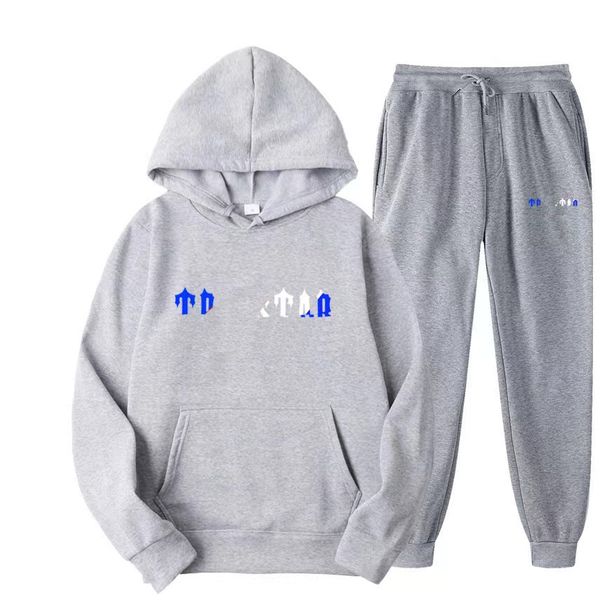 

men sport tracksuit autumn sportswear male fashion jogging suit casual letter print hoodie pants suits running tracksuits outwear clothing s, Gray