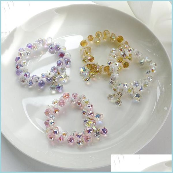 

charm bracelets charm bracelets 2021 korean sweet crystal ball beads fairy star for women fashion hands jewelry bracelet ba dayupshop dhp47, Golden;silver