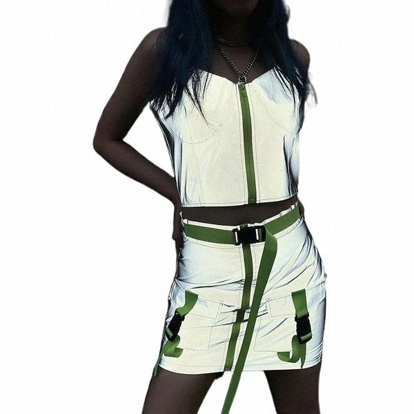 

skirts women's personalized reflective zipper bag buckle skirt e4r8#, Black