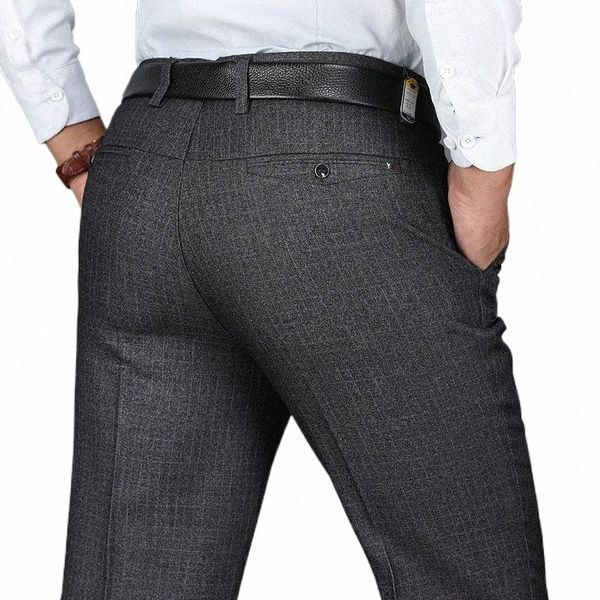 

men's pants wholesale- autumn winter men's casual business thick stretch man trousers loose straight heavyweight pantalon homme su, Black