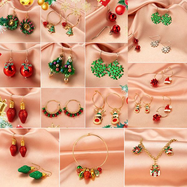 

stud christmas earrings tree snowman bell earring studs cute small set for women creative party accessories 220920, Golden;silver
