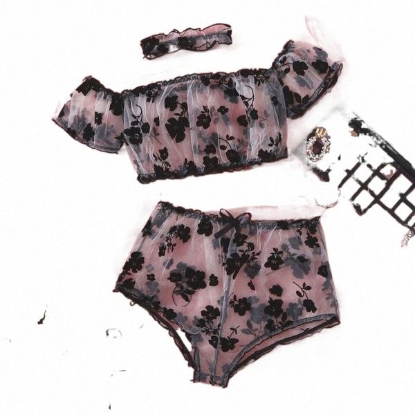 

bras sets 3pcs lingerie women's underwear floral embroidery erotic set lace transparent things female q9xa#, Red;black