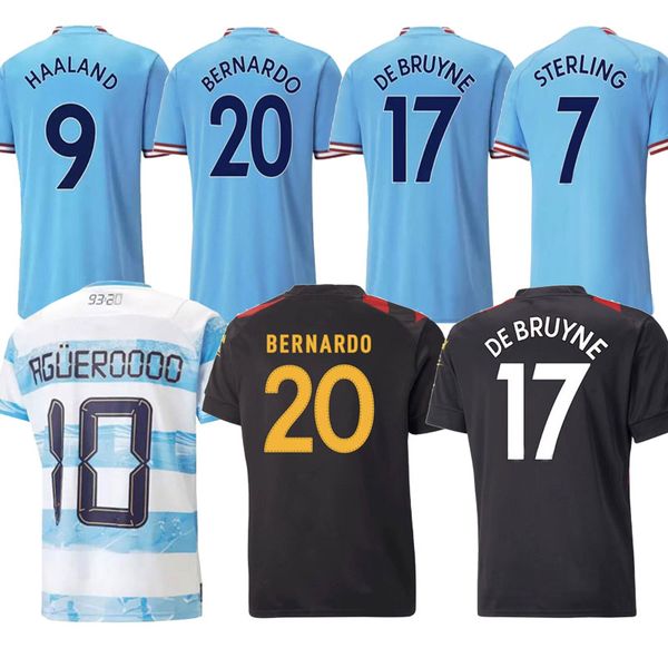 

2023 agueroooo manchester fans grealish soccer jersey 21 22 23 sterling ferran de bruyne foden haaland football shirts men kit full set suit, Black;yellow