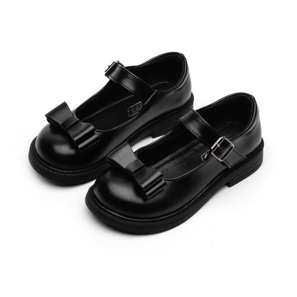 

sneakers girls leather shoes british style fashion bow knot kids oxfords children formal for wedding performance black soft 220920, Black;red