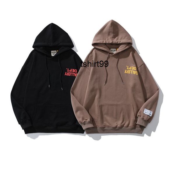 

fashion galery dept hoodie upside down printed pure cotton loose long sleeve men's and women's hoodie, Black