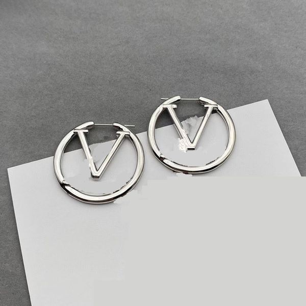 

2022 designer earrings fashion silver hoop earrings lady women party earring new wedding lovers gift engagement jewelry for bride, Golden;silver