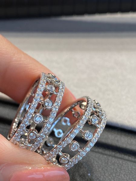 

v gold material charm punk band ring with hollow design and diamond have stamp sparkly diamod ps7246a, Silver