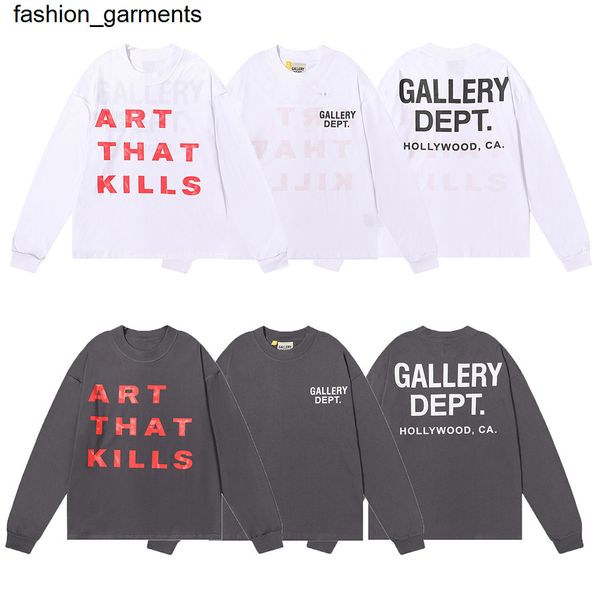 

men's hoodies sweatshirts american fashion brand gary dept double sided lettered high street long sleeve t-shirt for men and women, Black