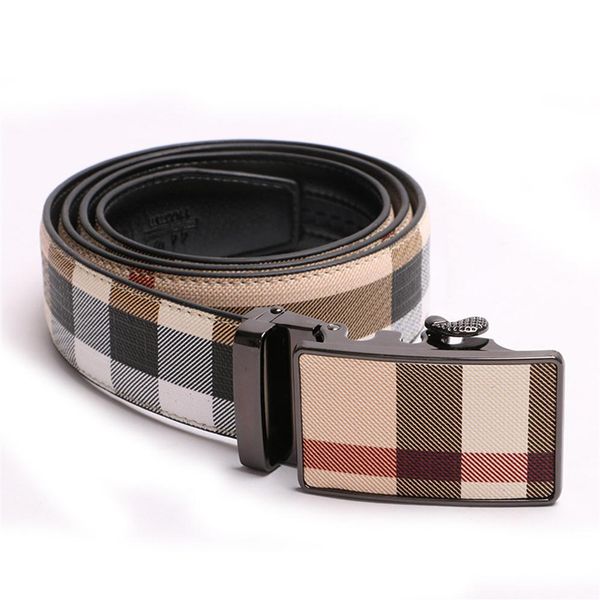

men belt automatic buckle belt fashion business leisure checkered high-grade belt fashion joker268w, Black;brown