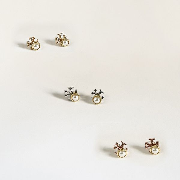 

baisc crosses pearl studs small size earrings in different colors, Golden;silver
