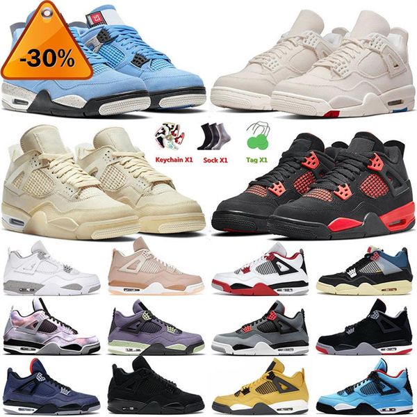 

2022 og basketball shoes 4 4s iv mens jumpman red thunder university blue canvas sail black cat men women sports trainers185a