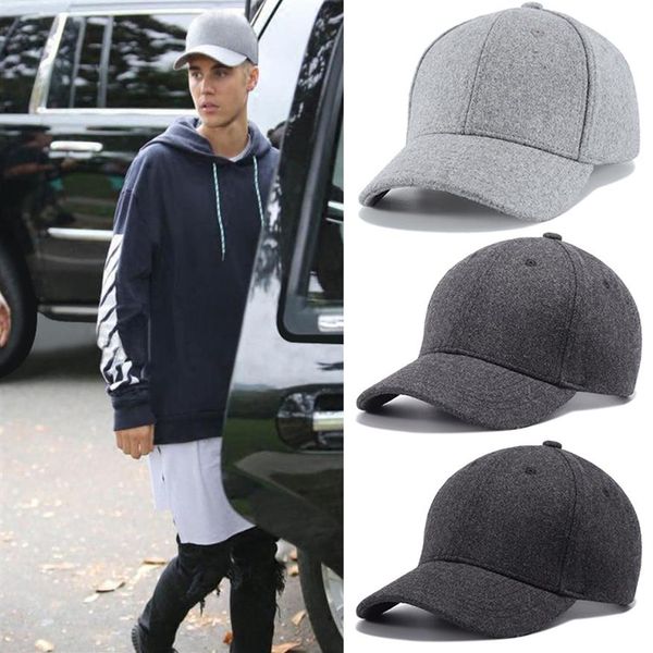

cap black gray men big head baseball color peaked cap with large size circumference 55-62cm wool hip hop hat181p, Blue;gray