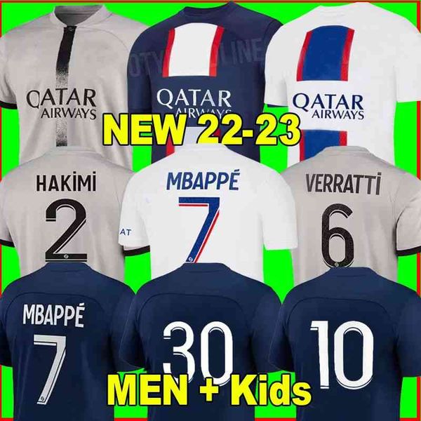 

men's tracksuits maillot de foot soccer jersey 23 23 mbappe hakimi shirt men kids hommes enfants verratti marquinhos kimpembe fourth en, Gray