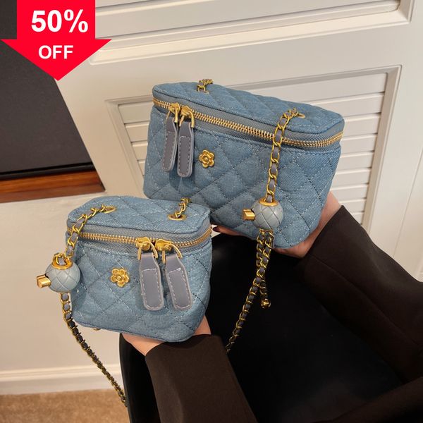 

designer evening bag new shoulder mini hand 2022 diamond check denim bucket large and small canvas women's