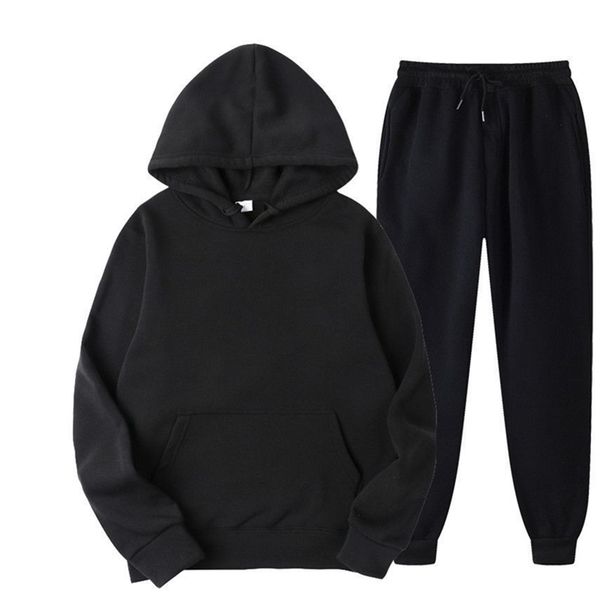 

mens tracksuits mens sports suit autumncold sweater 15 warm color twopiece loose hoodie jogging pants suit customization 220920, Gray