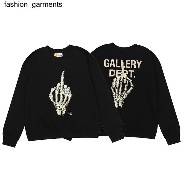 

men's hoodies sweatshirts fashion brand gary dept skull finger bronzing letters long sleeve round neck sweater men's and women&#03, Black