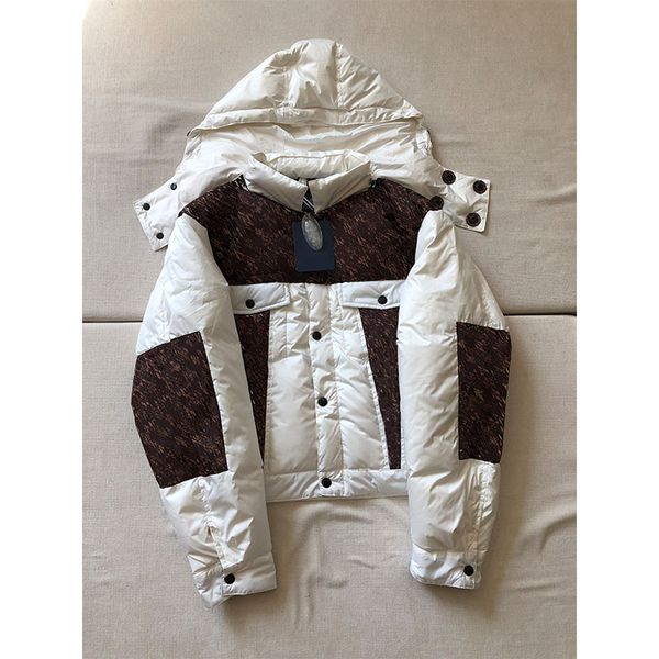 

designer 2022 women's down winter thick long sleeve patchwork hooded down jackets women fashion single breasted warm casual coat outwea, Black