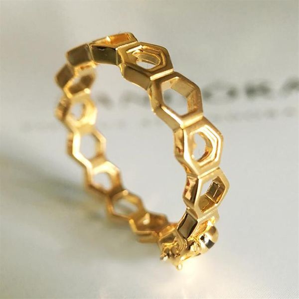 

18k yellow gold bees rings set original box for pandora 925 sterling silver honeycomb for women girls fashion accessories329m, Slivery;golden