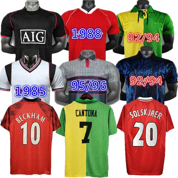 

manchester retro soccer jersey 1992 1994 1996 2002 solskjaer cantona beckham utd classic football shirt giggs united cruyff rooney scholes k, Black;yellow