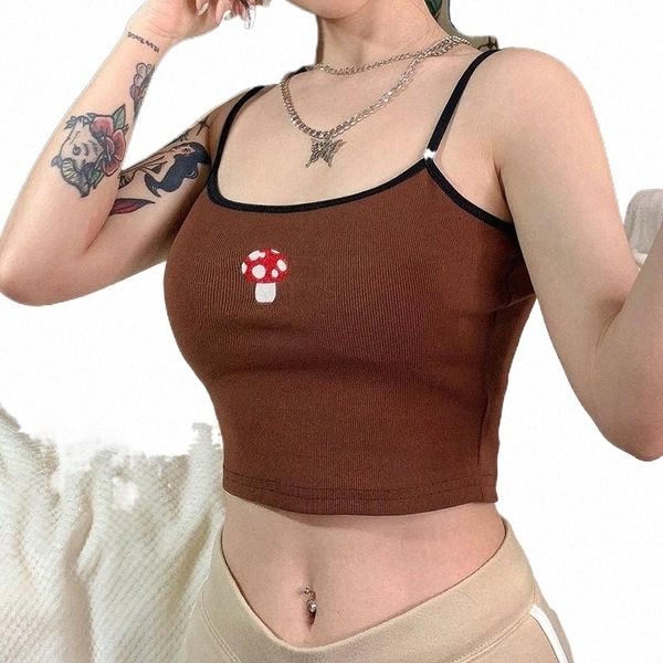 

women's tanks & camis zovsv summer y2k printed brown crop women sweat cute sleeveless fashion backless spaghetti strap 2021 06of#, White
