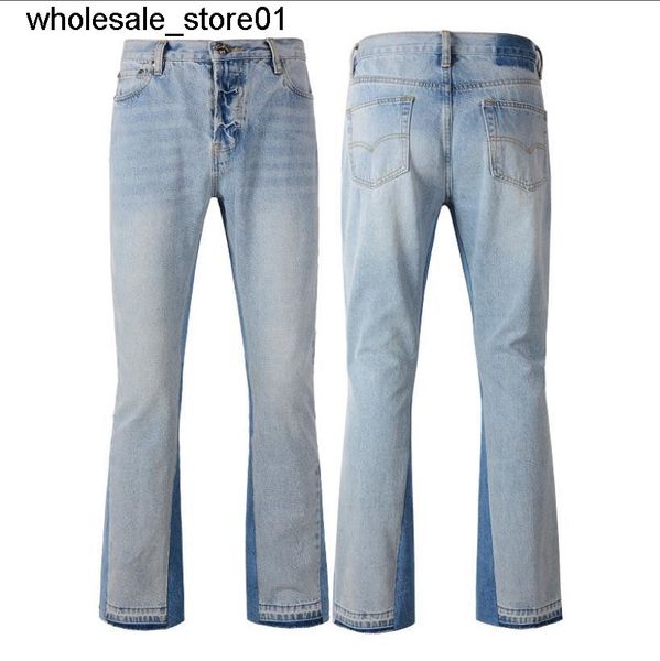 

men's jeans wide leg jeans bulletless washing slim fitting jeans men's, Blue
