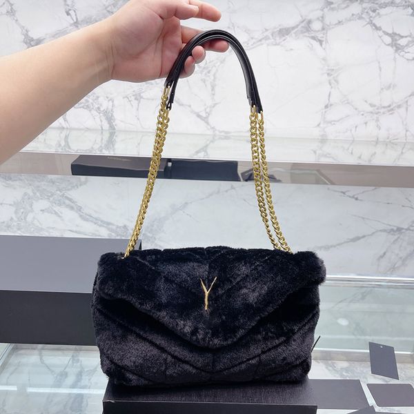 

terry shoulder bags designer crossbody bag stylish womens chain handbags classic winter puffer plush shoulder bag purses wallets 30cm